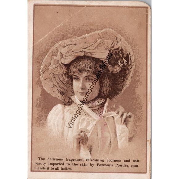Vintage J.A. Pozzoni Pozzoni's Powder Advertising Trade Card Creased PB23 - Picture 1 of 2